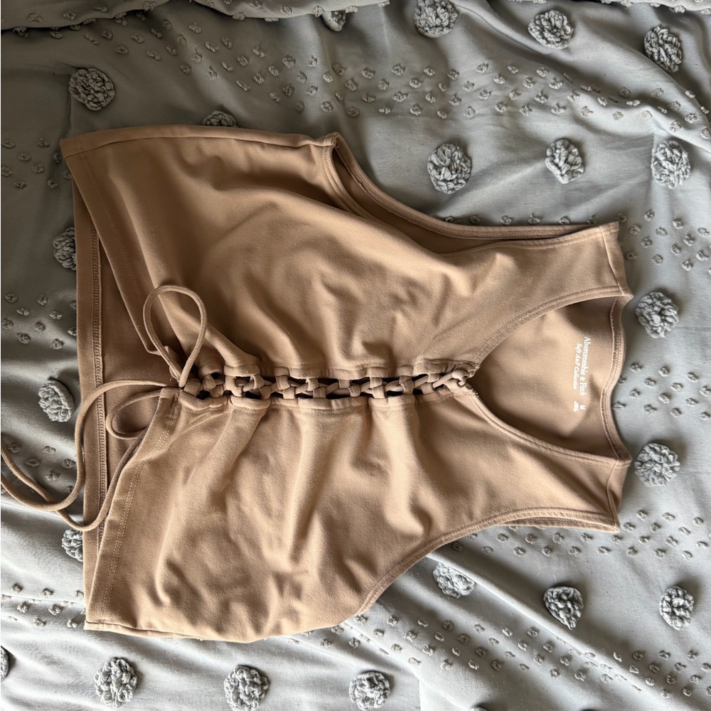 Abercrombie & Fitch Beige Lace-Up Top